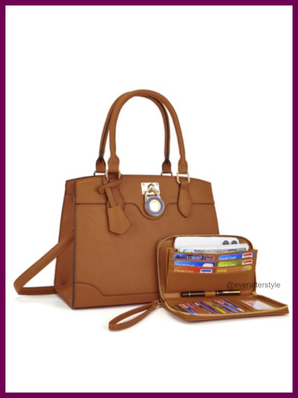 Vegan Leather Satchel Tote & RFID Wallet Set for Women